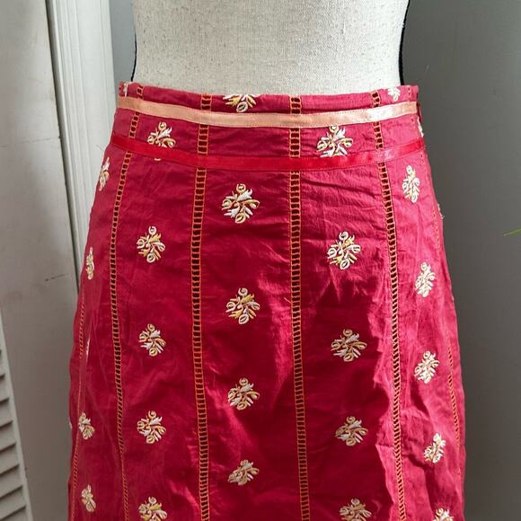 Beth Bowley Skirt 2 Pink Embroidered Cotton A-Line Dainty Feminine Classic - Picture 3 of 13